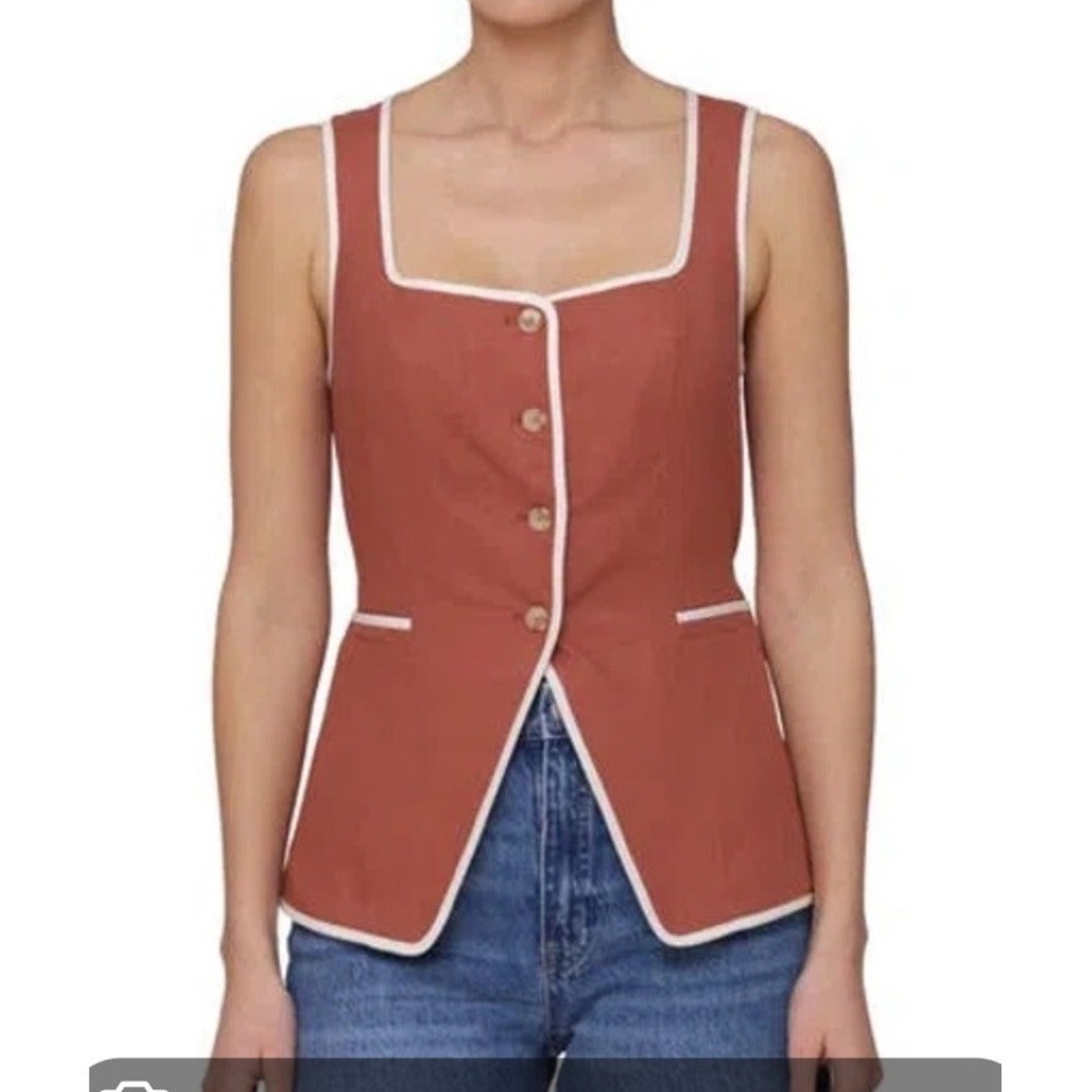 Bagatelle NWT Square Neck Vest Size Small Rust Orange Button Front Rayon/linen
